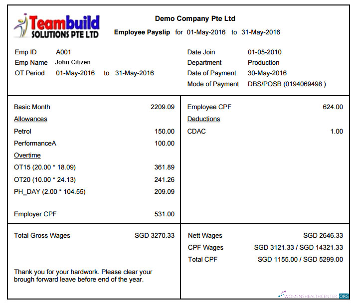 Download TEAMBUILD solutions Ptr Ltd payslip in Word and PDF formats Photoshop template